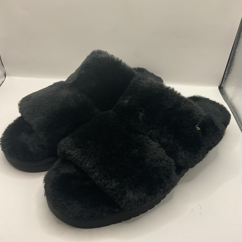 Koolabuura by Ugg Faux Black Fur Slipper Size 8 Slide-On 100% Polyester